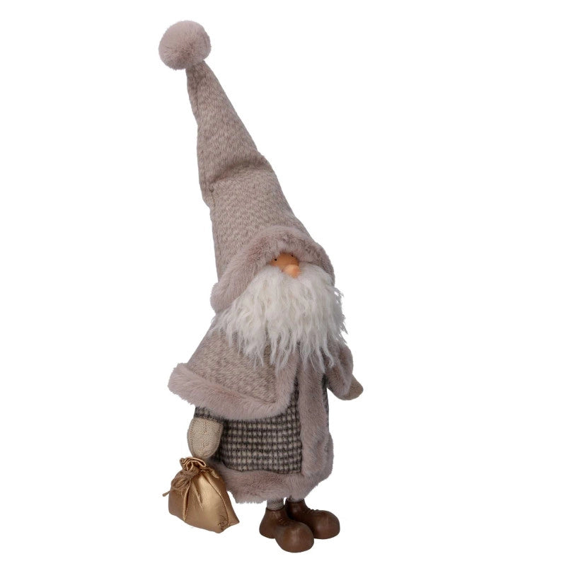 Babbo natale tessuto con sacco grigio cm 36x19h62