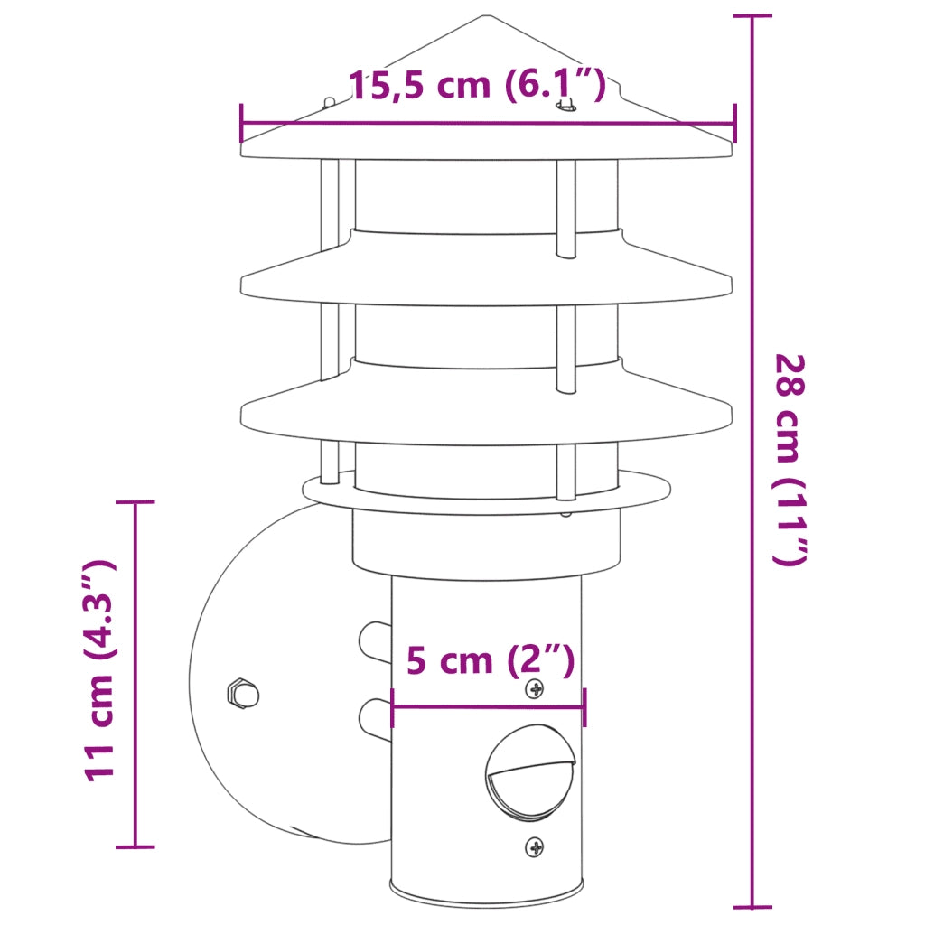 Applique per Esterno con Sensore 2 pz Argento in Acciaio Inox CFW4149432