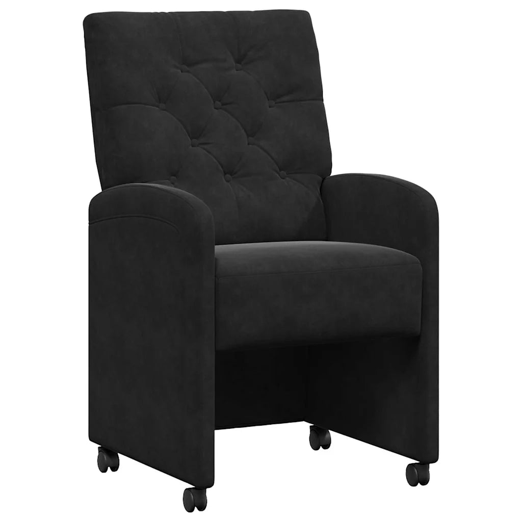 Sedie da Pranzo con Ruote 2 pcs Nero 58 x 67 x 97 cm Velluto 42017871
