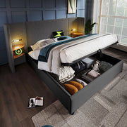 Letto matrimoniale contenitore 160x200 con lampada USB-C