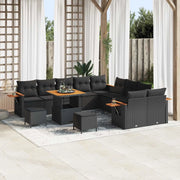 Set Divano da Giardino con cuscino 13 pcs Nero 3363229