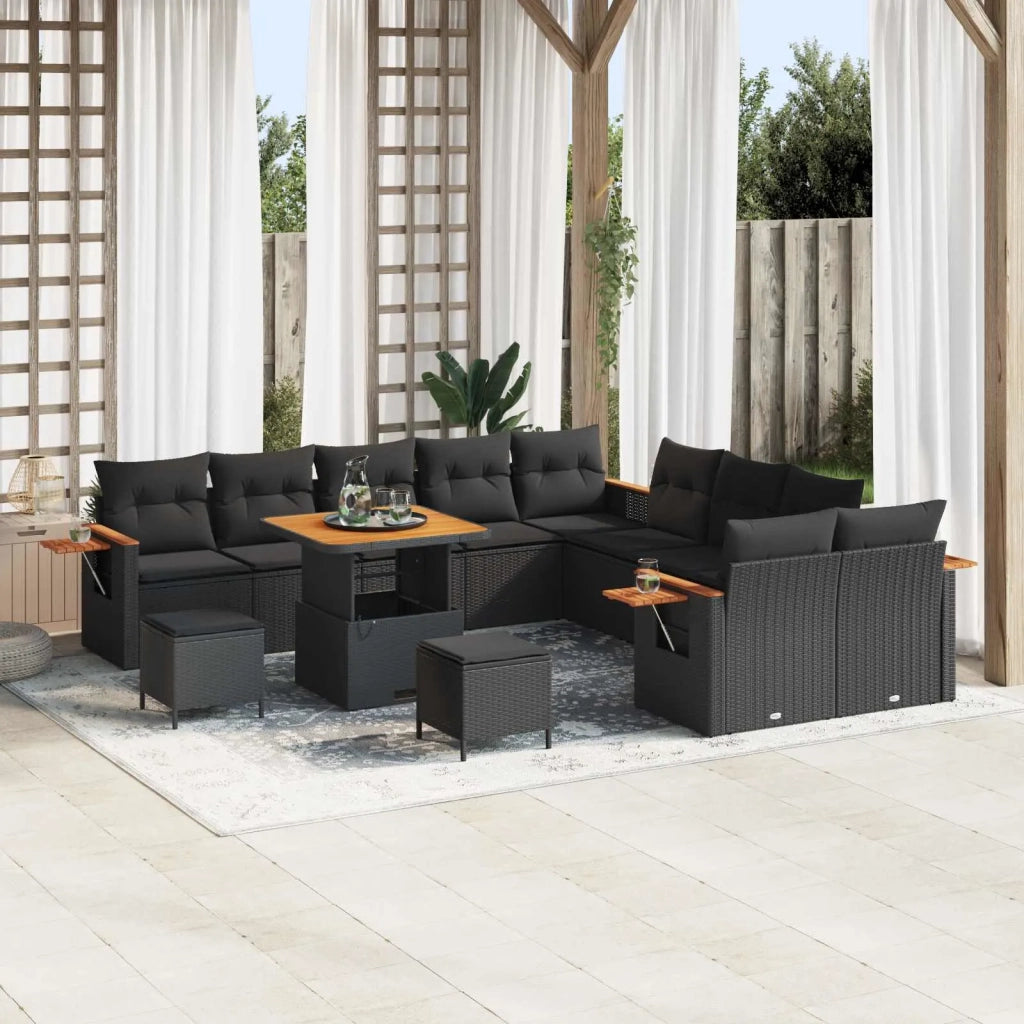 Set Divano da Giardino con cuscino 13 pcs Nero 3363229