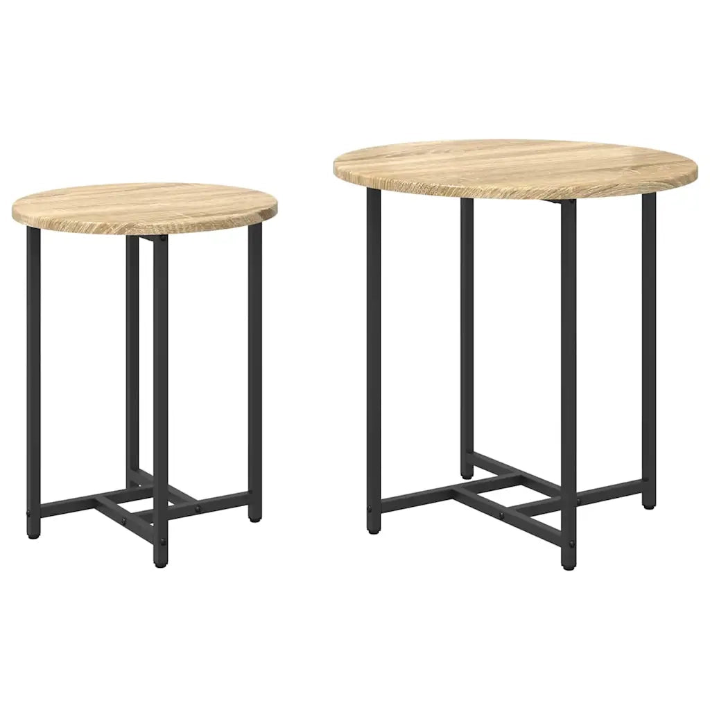Set tavolini 2 pcs Rovere Sonoma e Nero 869697