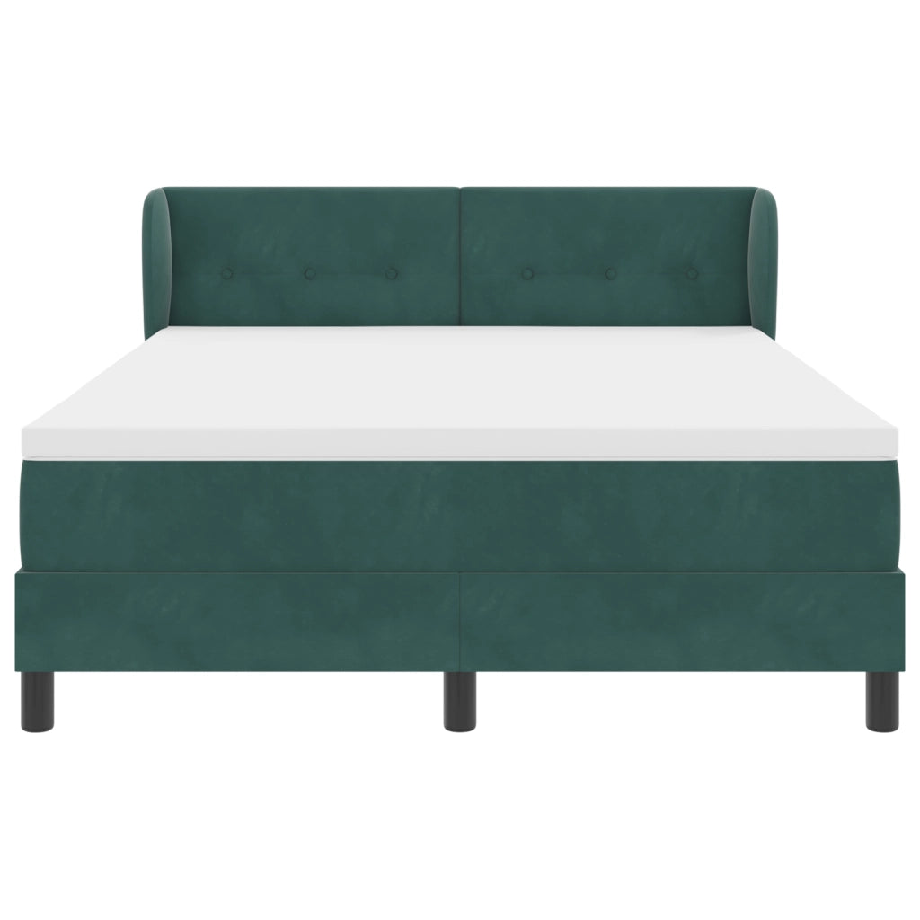 Letto Box Spring con Materasso Verde Scuro 140x200 cm Velluto