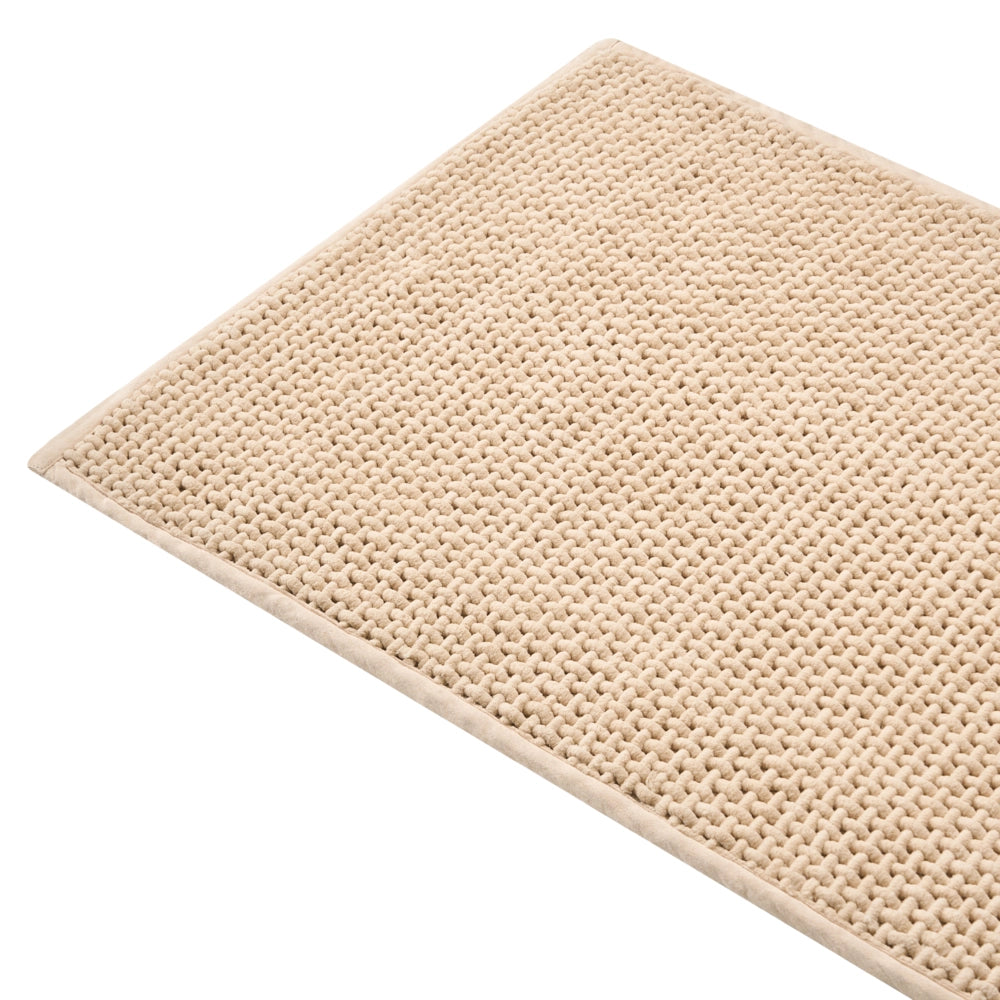 Tappetino da bagno moderno in cotone rettangolare 60 x 90 cm Motivo geometrico Accessori da bagno Beige