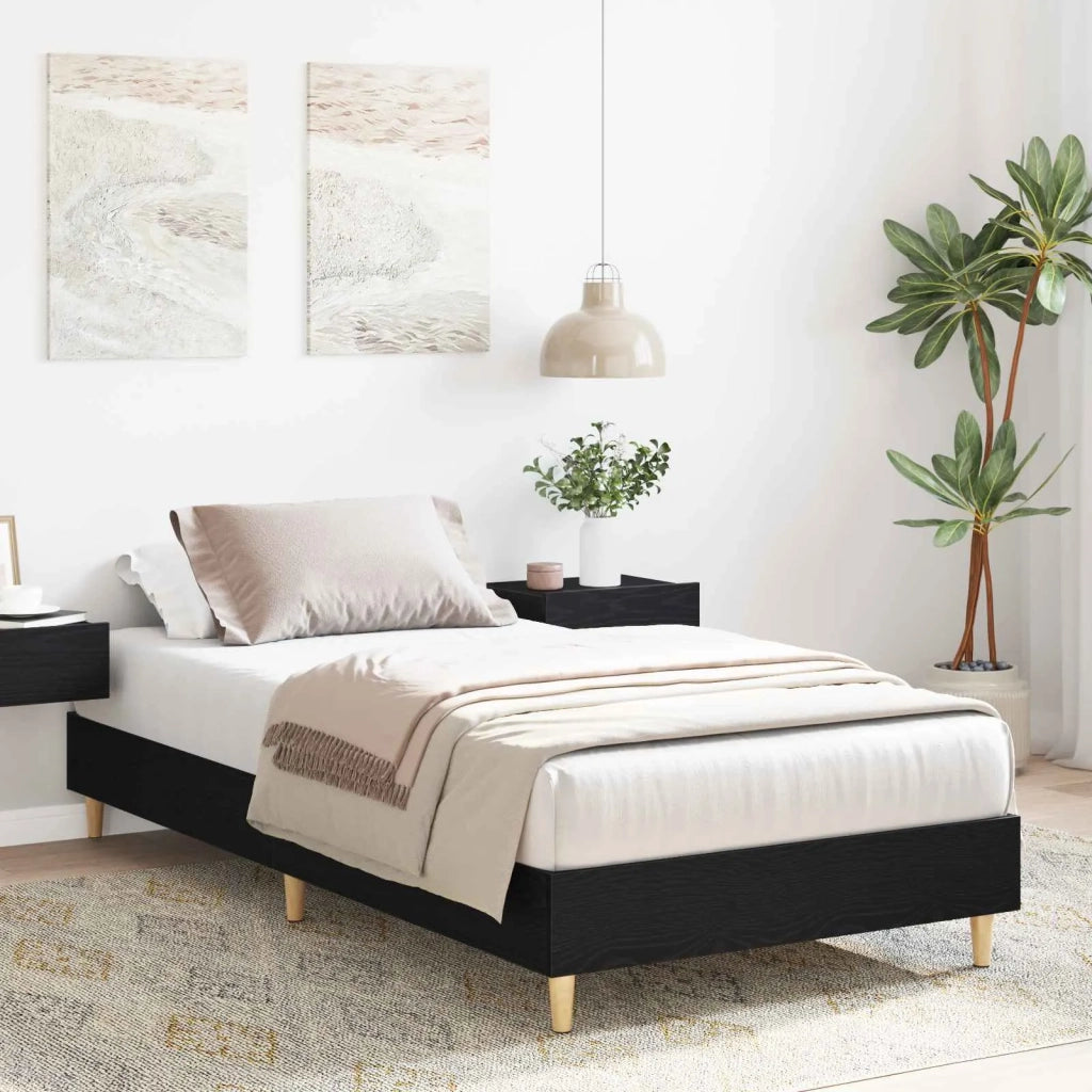 Struttura del letto-Giroletto Rovere Nero 80 x 200 cm 981754