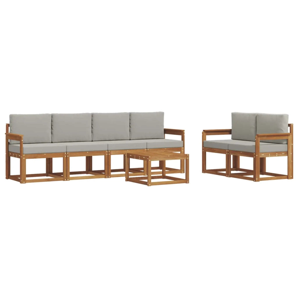 Set di divani da esterno 7 pcs Grigio Naturale e Chiaro 3366034