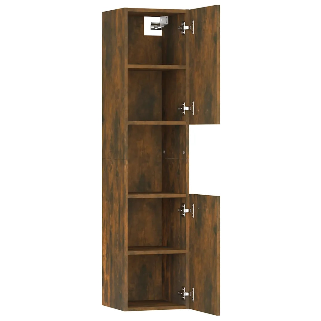 Armadietto Bagno | Armadio da bagno Rovere Fumo 30x30x130 cm in Legno Multistrato