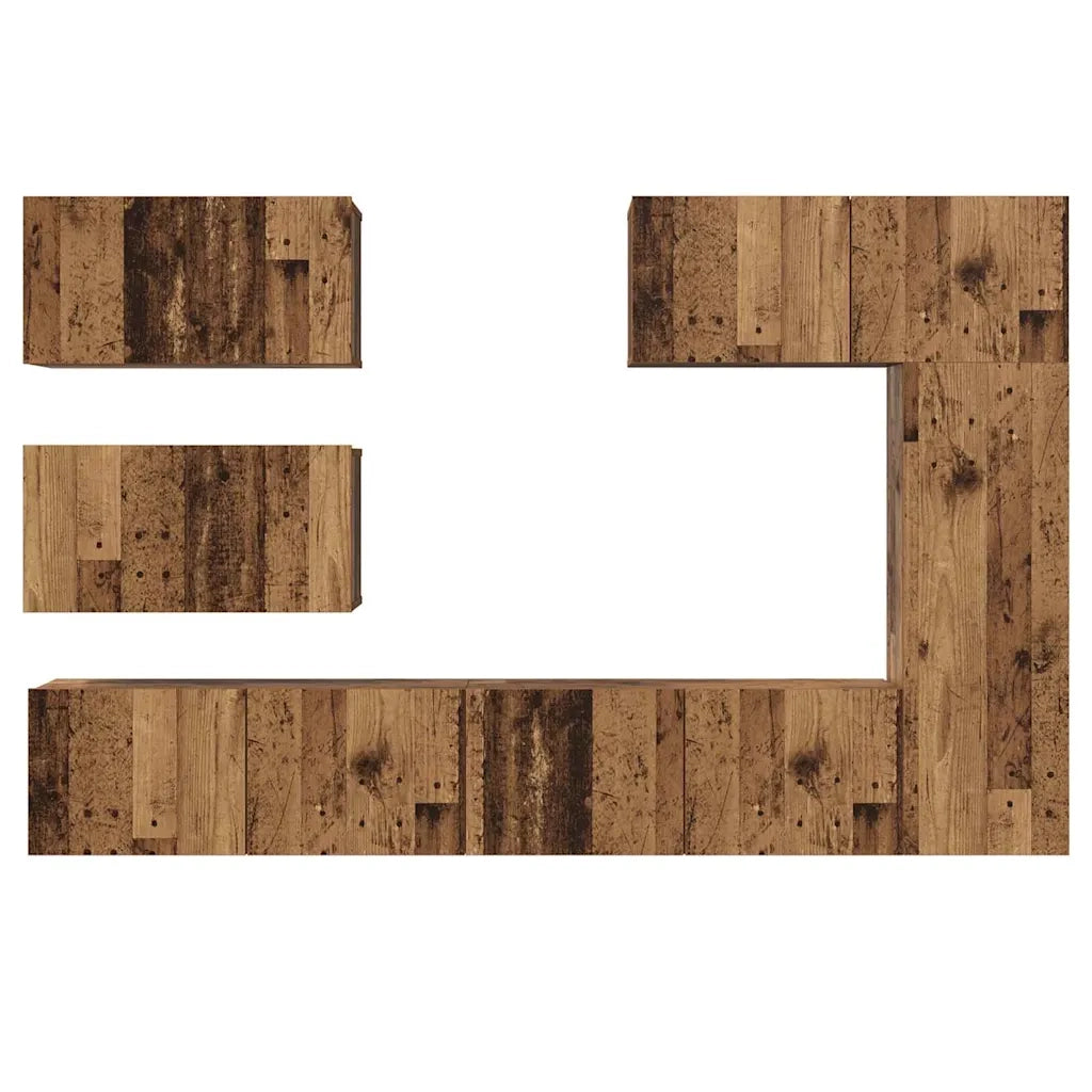 vidaXL Set mobile TV 6 pcs Legno vecchio 30.5 x 30 x 90 cm