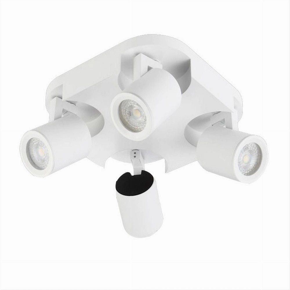 Trade Shop - Plafoniera 4 Diffusori Orientabile Soffitto Parete Lampada Gu10 Bianco Nero Th8805 - Bianco