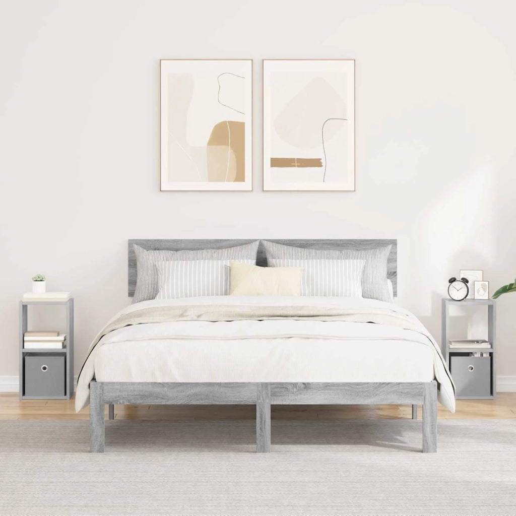 Set di 2 Comodini | Armadio da Notte | Mobiletto da notte con cassetto Grigio Sonoma 25,5 x 22 x 49,5 cm