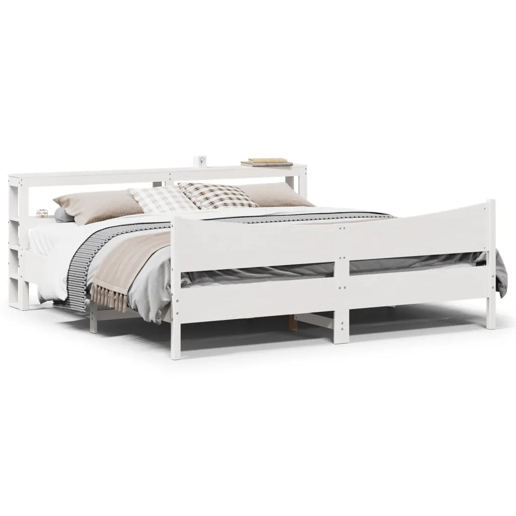 vidaXL Giroletto con Testiera Bianco 200x200 cm Legno Massello di Pino