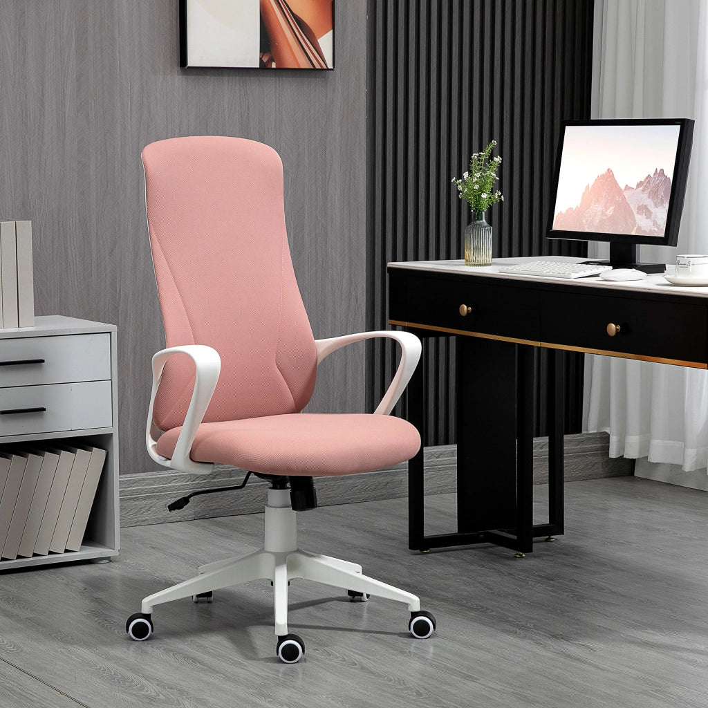 Sedia da Ufficio Ergonomica e Imbottita con Altezza Regolabile e Dondolo. 62x56x110-119.5 cm. Rosa