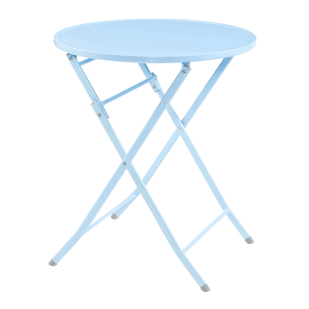 Tavolo Pieghevole Sande con Piano Rotondo - Azzurro [en.casa]