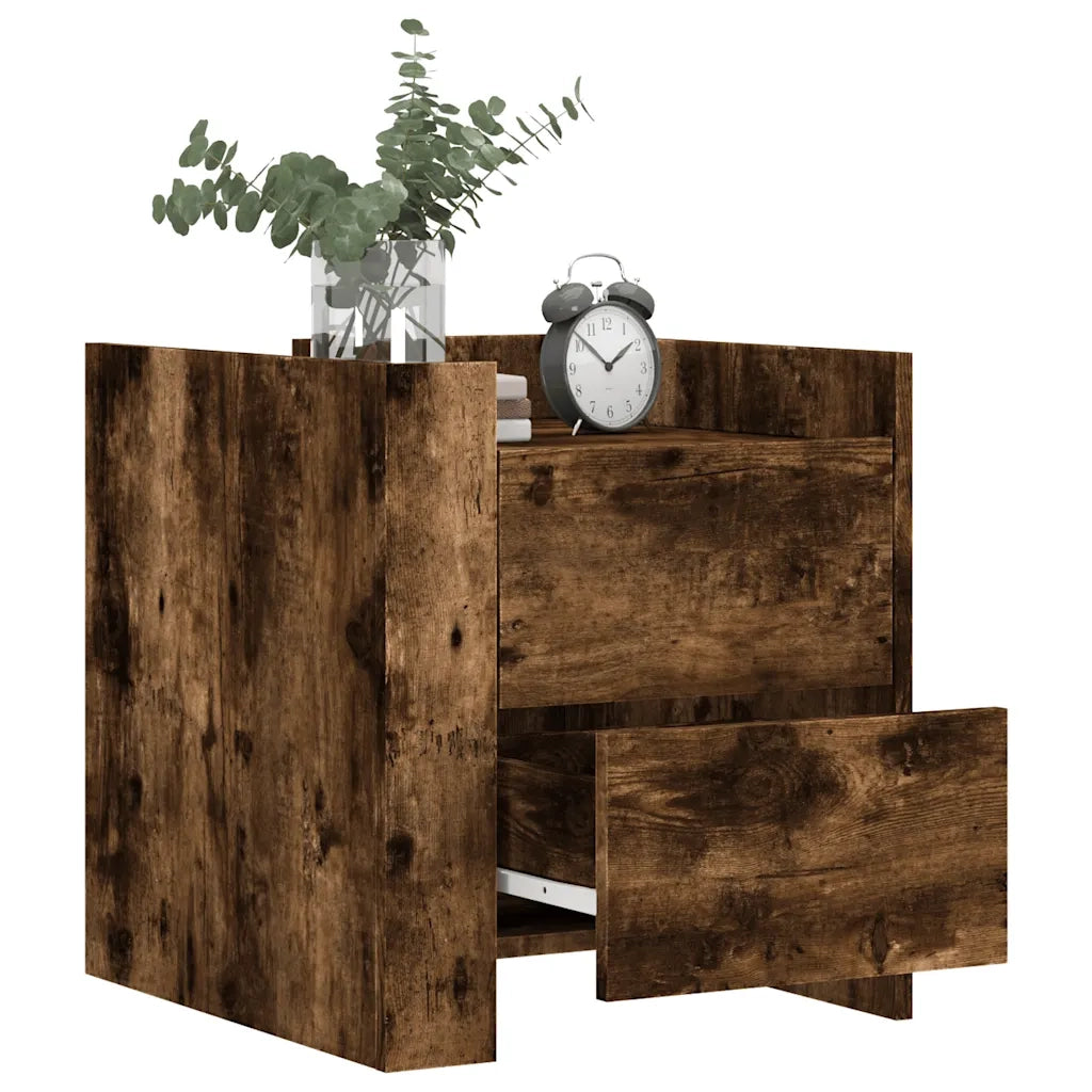 Comodino-Tavolino da notte Rovere Fumo 45x50x50 cm in Truciolato 855190