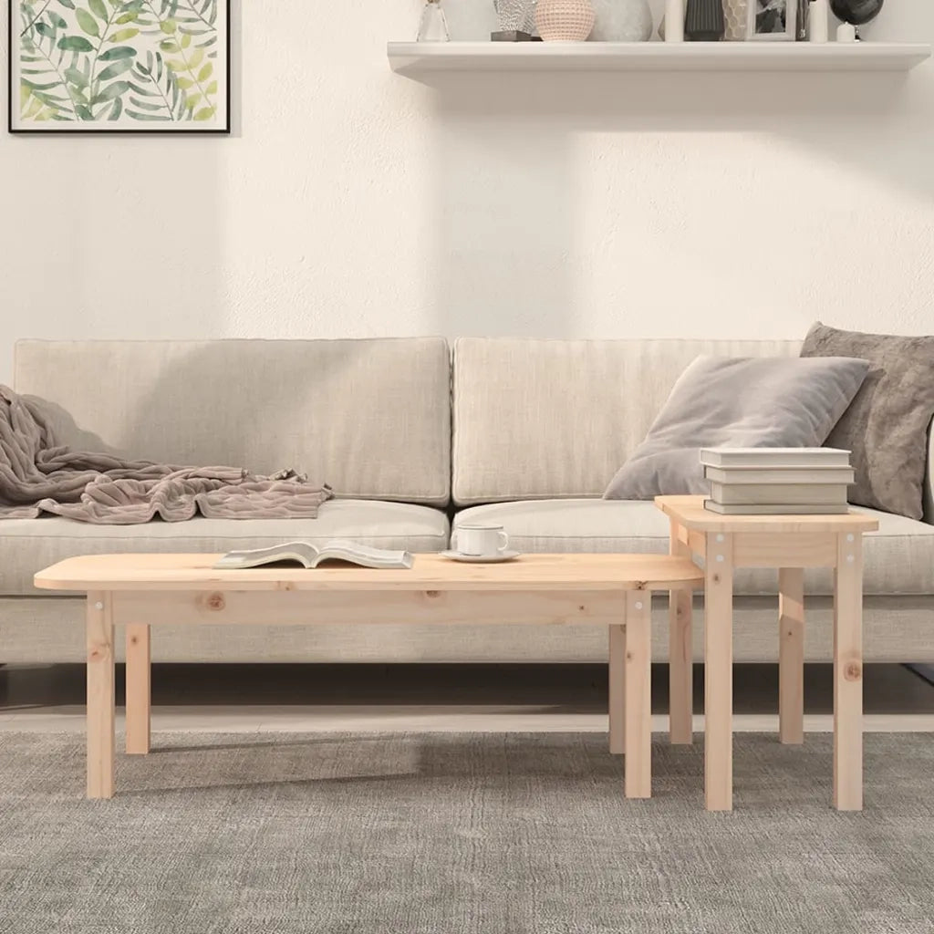 Set Tavolini da Salotto 2 pz in Legno Massello di Pino 822362