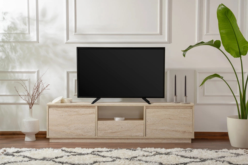 Porta TV in legno "Vanguard" - 160 x 29 x 42 cm - Travertino