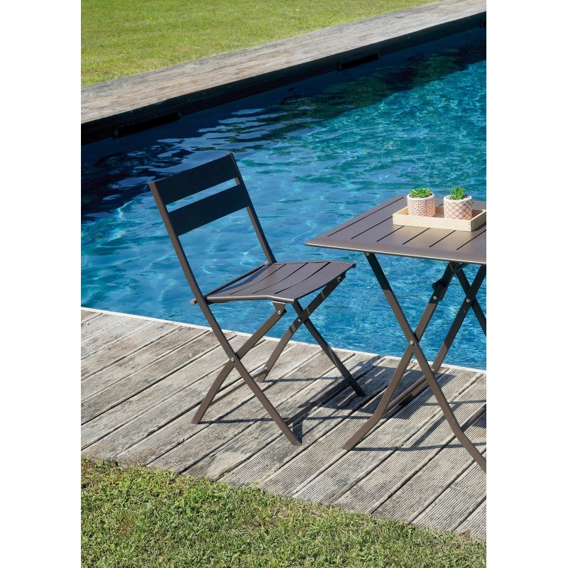 Tavolo Lucca in alluminio pieghevole 60 x 60, colore chocolate Moia