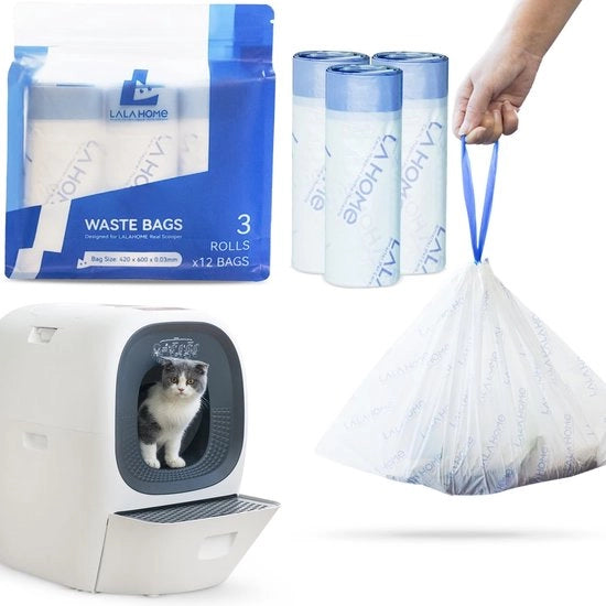 Polvere per gatto auto-rinfrescante, sistema di riempimento automatico compatibile con RealScooper, 36 metri di corda per sostituire le sacche di spazzatura per gatto automatico