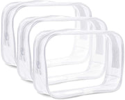 Pacchetto di 3 tazze cosmetiche trasparenti, tazze da bagno trasparenti, tazze cosmetiche impermeabili in PVC, 20 x 13,5 x 6 cm tazze da trucco da viaggio, impermeabili, leggere, piccole tazze da trucco per donne e uomini