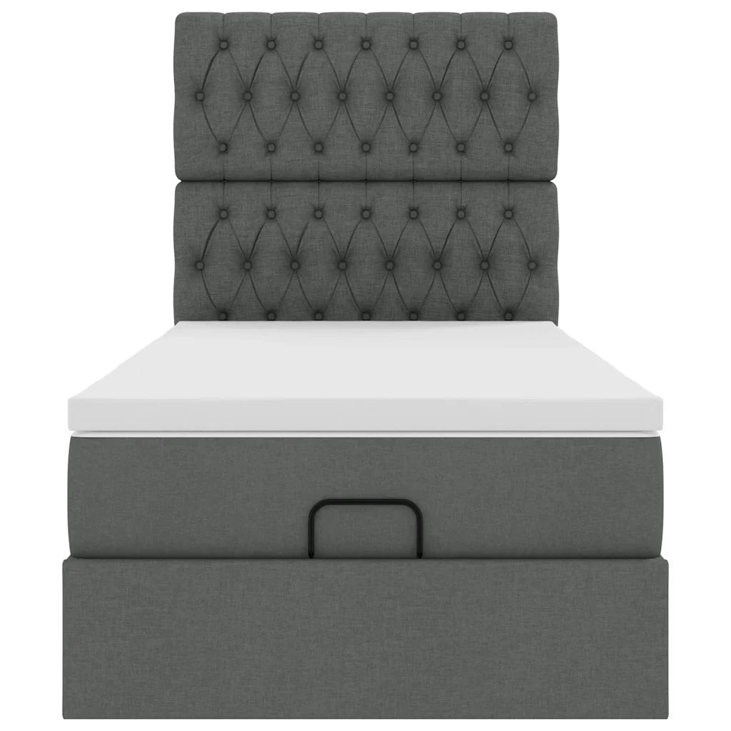 vidaXL Pouf Letto con Materasso Grigio Scuro 90x200 cm in Tessuto