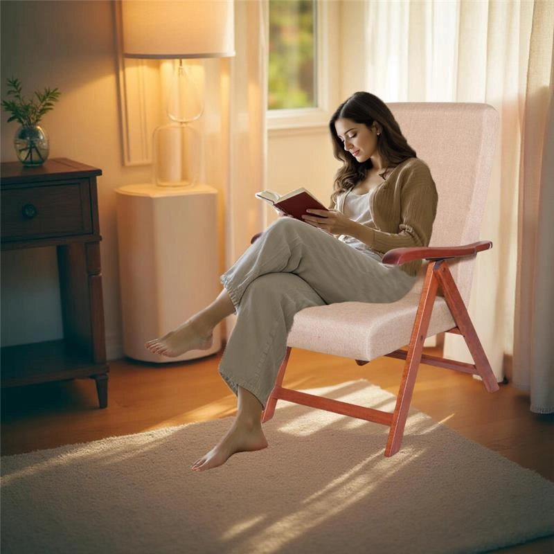 POLTRONA MIAMI CILIEGIO BEIGE IN FAGGIO CON IMBOTTITURA POGGIATA SU CINGHIE SCHIENALE REGOLABILE 4 POSIZIONI