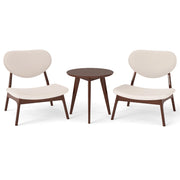 Sedie da salotto imbottite in tessuto di velluto di pecora con struttura in legno massello-Sedie accento in set di 2 con tavolino Beige