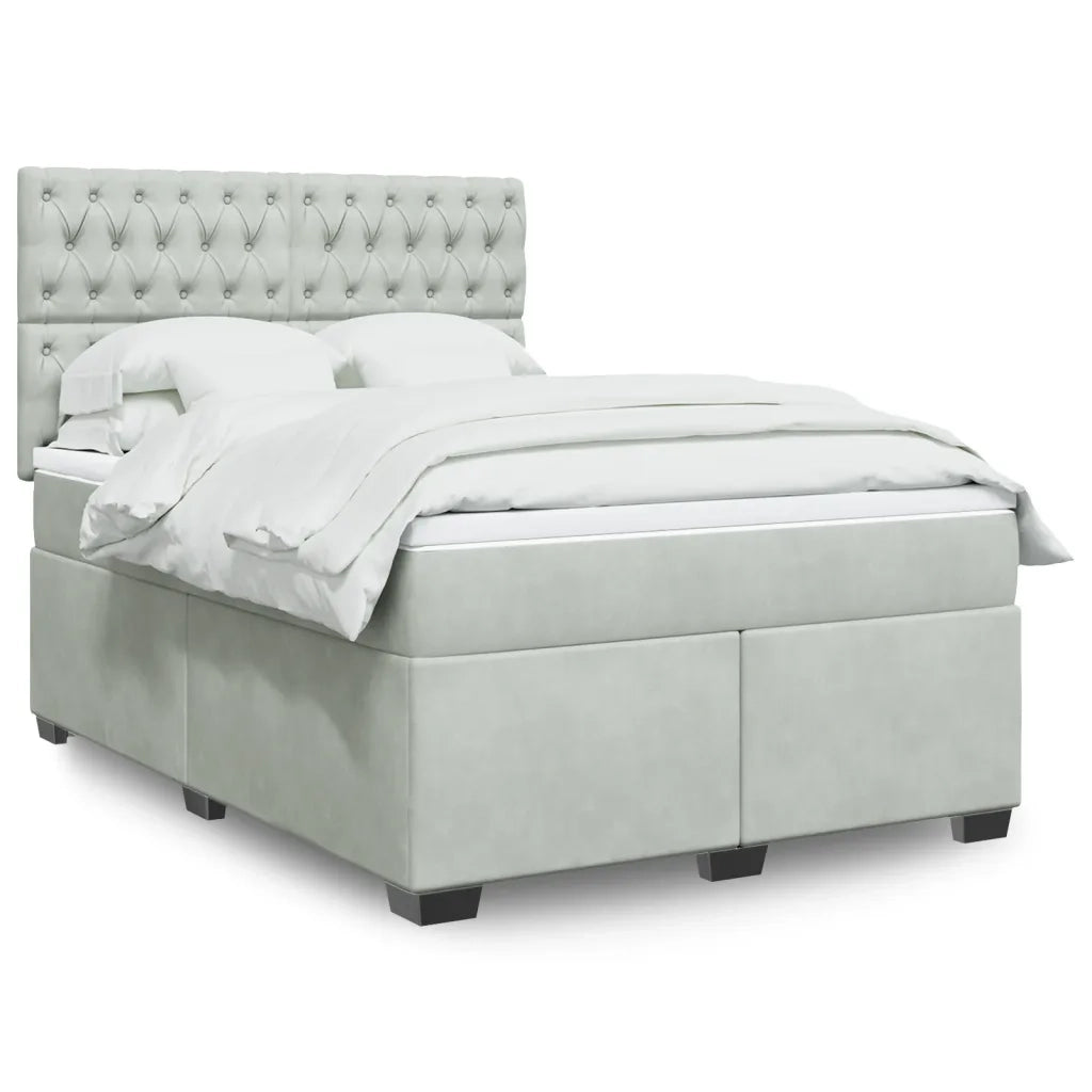Giroletto a Molle con Materasso Grigio Chiaro 140x200cm Velluto 3293236