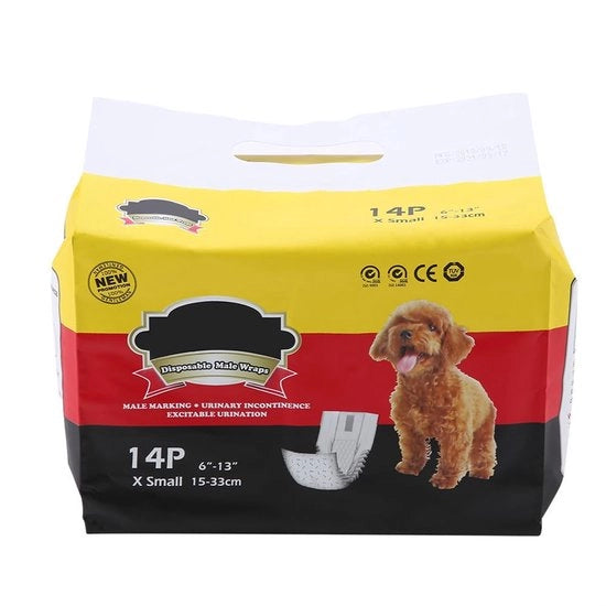 Luiere per cani maschi - Dispositivo per cani in gravidanza - Chiusura con cinturino antiscivolo - Pantalone per cani con funzione sanitaria - Prevenzione degli incidenti - Taglia XS - Luiere per cani