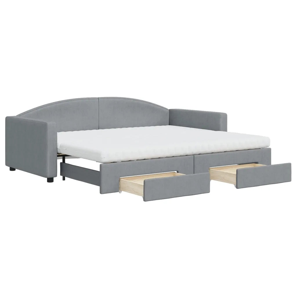 Divano Letto Estraibile Cassetti Grigio Chiaro 90x200cm Tessuto 3197242