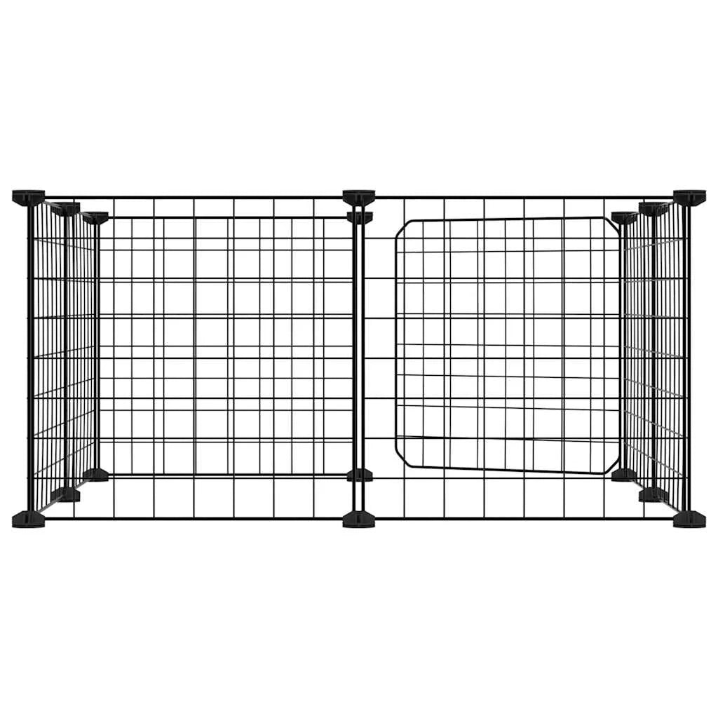 Gabbia per animali domestici a 8 pannelli con porta 35 x 35 cm nera 02_0041607