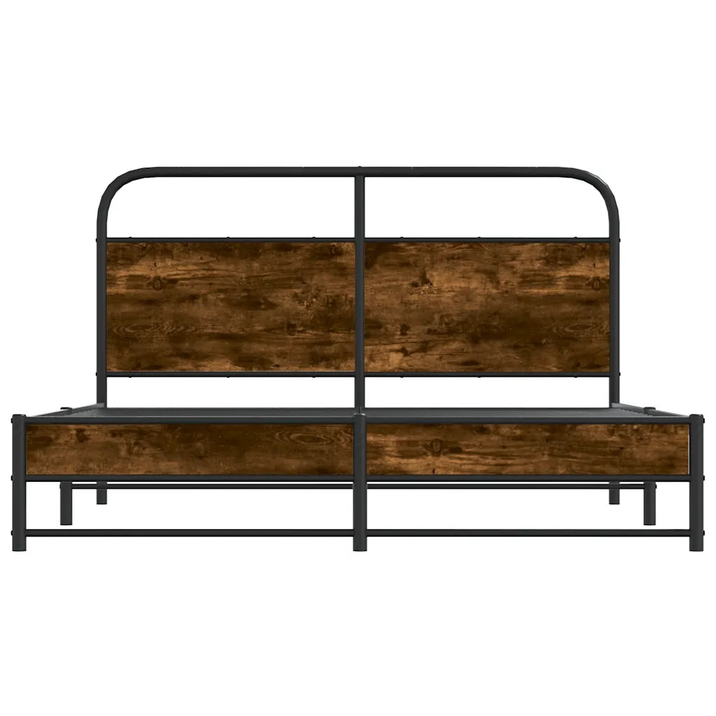 Letto matrimoniale | Letto per adulti | Giroletto senza Materasso Rovere Fumo 150x200 cm in Truciolato