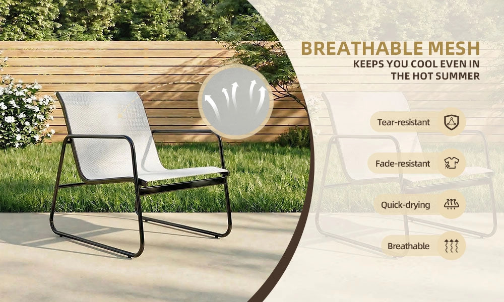 Set di mobili da giardino composto da 4 pezzi, set da bistrot con 2 sedie, 1 divano e 1 tavolino, mobili con struttura in metallo (grigio)