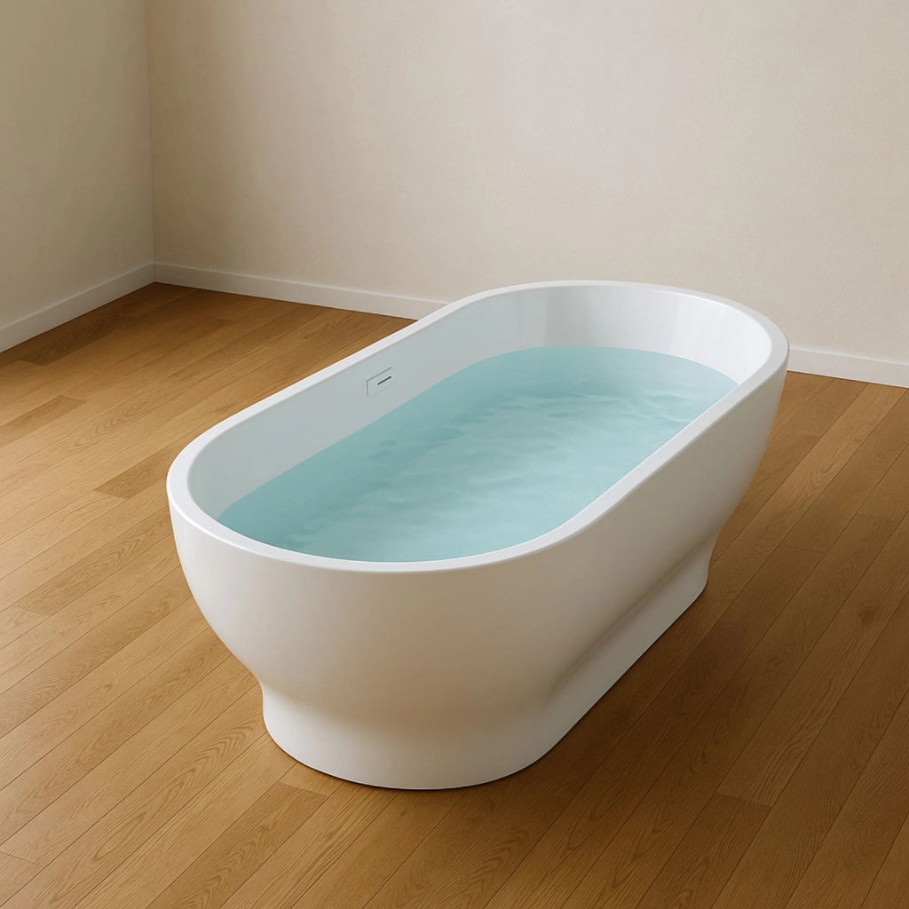 Vasca da bagno ovale freestanding in acrilico bianco lucido centro stanza *** confezione 1