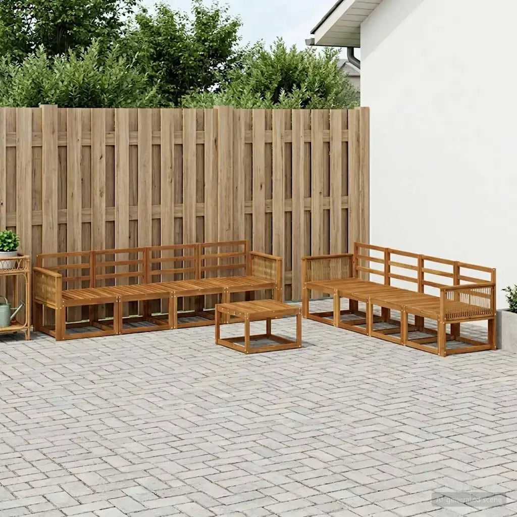 Set di divani da esterno 9 pcs Naturale