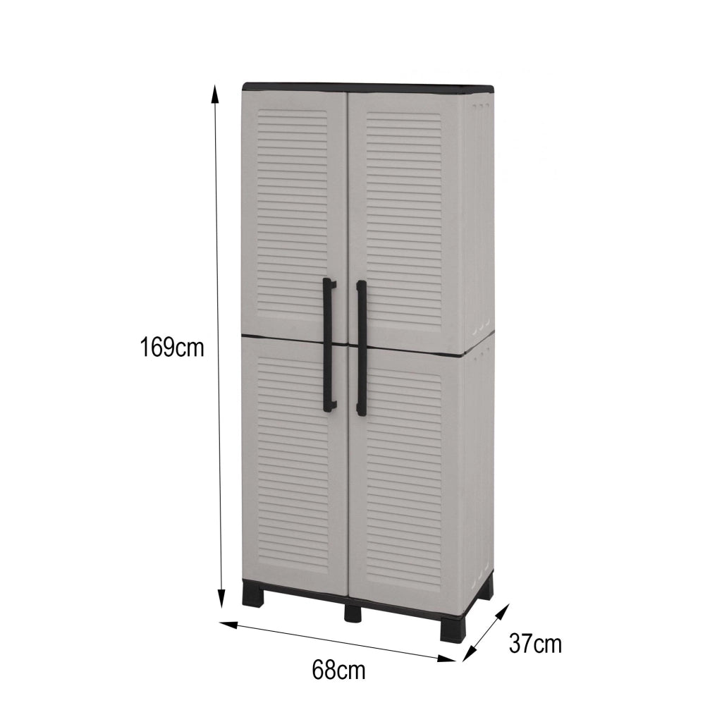 Mobile da Giardino Askan, Armadio da Esterno 3 Ripiani Made in Italy, 68x37x169h cm Grigio Chiaro