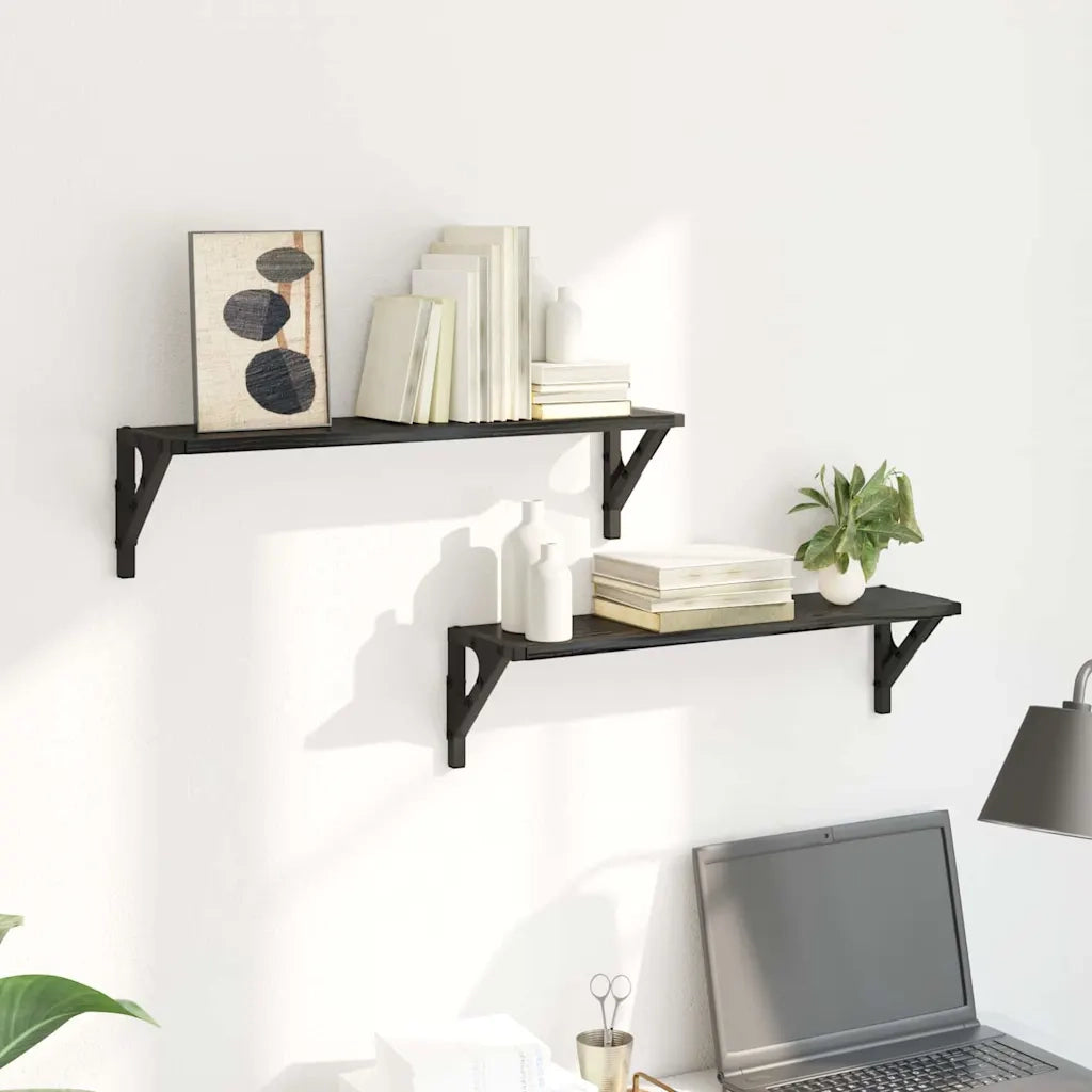 2 pz Scaffali da Parete | Mensola sospesa Rovere Nero 60 x 15 x 15,5 cm