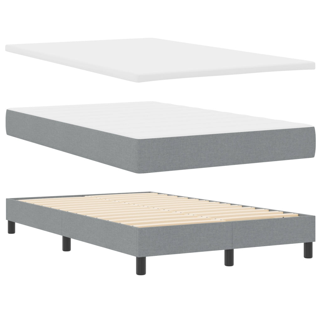 Letto a Box Spring con Materasso e Panchina Grigio Chiaro 120x190 cm Tessuto
