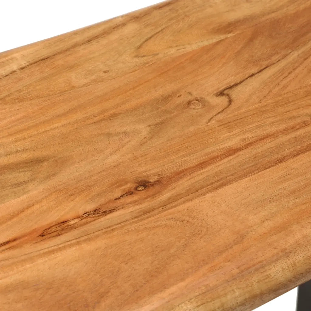 Panca con Bordi Vivi-Sgabello 110 cm in Legno Massello Acacia e Acciaio