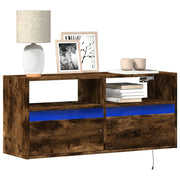 Mobile TV a Parete con Luci LED Rovere Fumo 100x31x45 cm