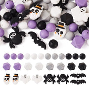 Set di perle in silicone da 64 pezzi - tema Halloween - forme miste - colori misti - creazione di gioielli - artigianato DIY - dimensioni variabili