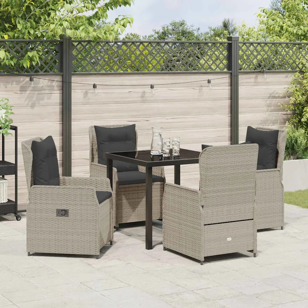 Set da Pranzo per Giardino 5 pcs Grigio chiaro polyrattan 3380975