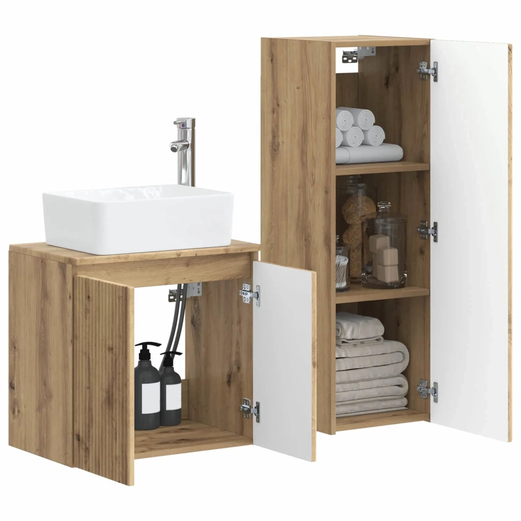 Set di mobili per il bagno 2 pz Rovere Artigianale 3406132