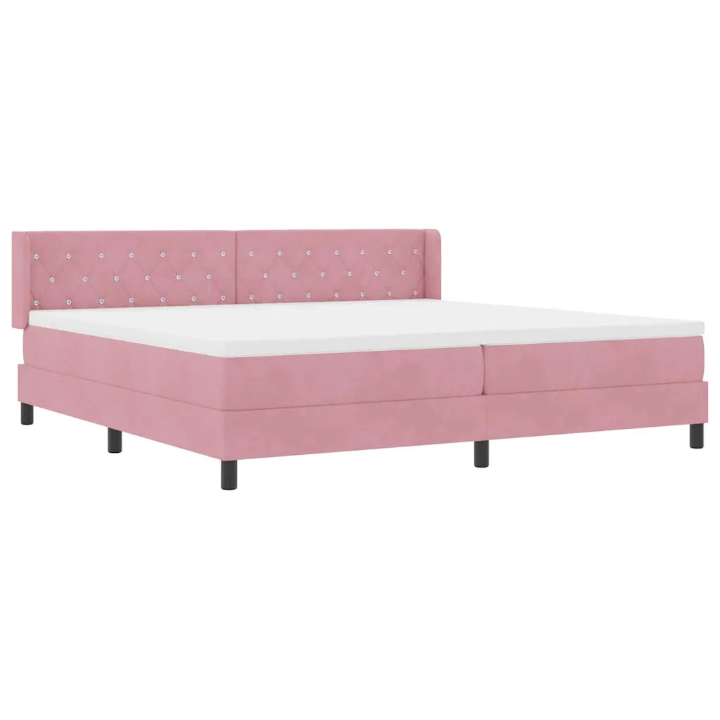 Letto a molle con materasso Rosa 200 x 200 cm Poliestere