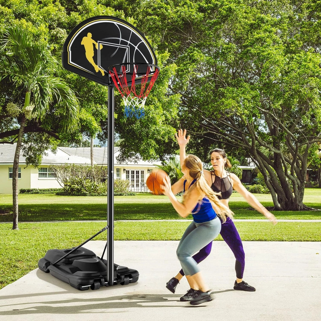 Canestro da Basket Portatile e Regolabile 130-305 cm con Ruote e Base Riempibile, Canestro da Basket Resistente alle Intemperie da Esterno ed Interno per Ragazzi e Adulti