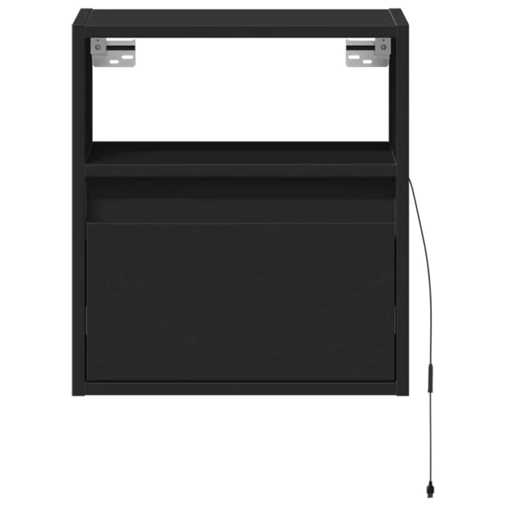 Mobile TV multimediale da parete mensola TV credenza mobile TV per sala da pranzo soggiorno camera da letto con luci LED 2 pezzi 41 x 31 x 45 cm nero 02_0029107