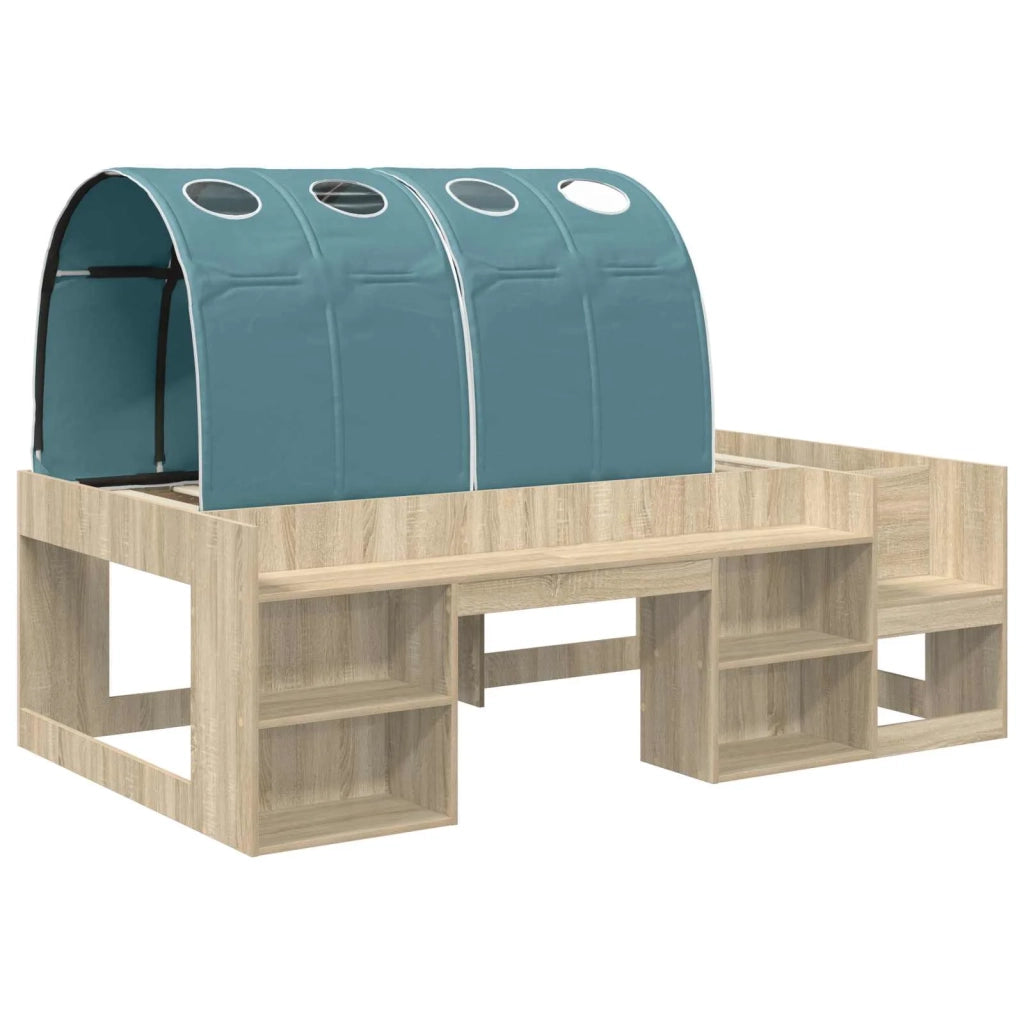 Letto con Tunnel con lo scaffale 3 pz Sonoma e Azzurro Chiaro 3423588