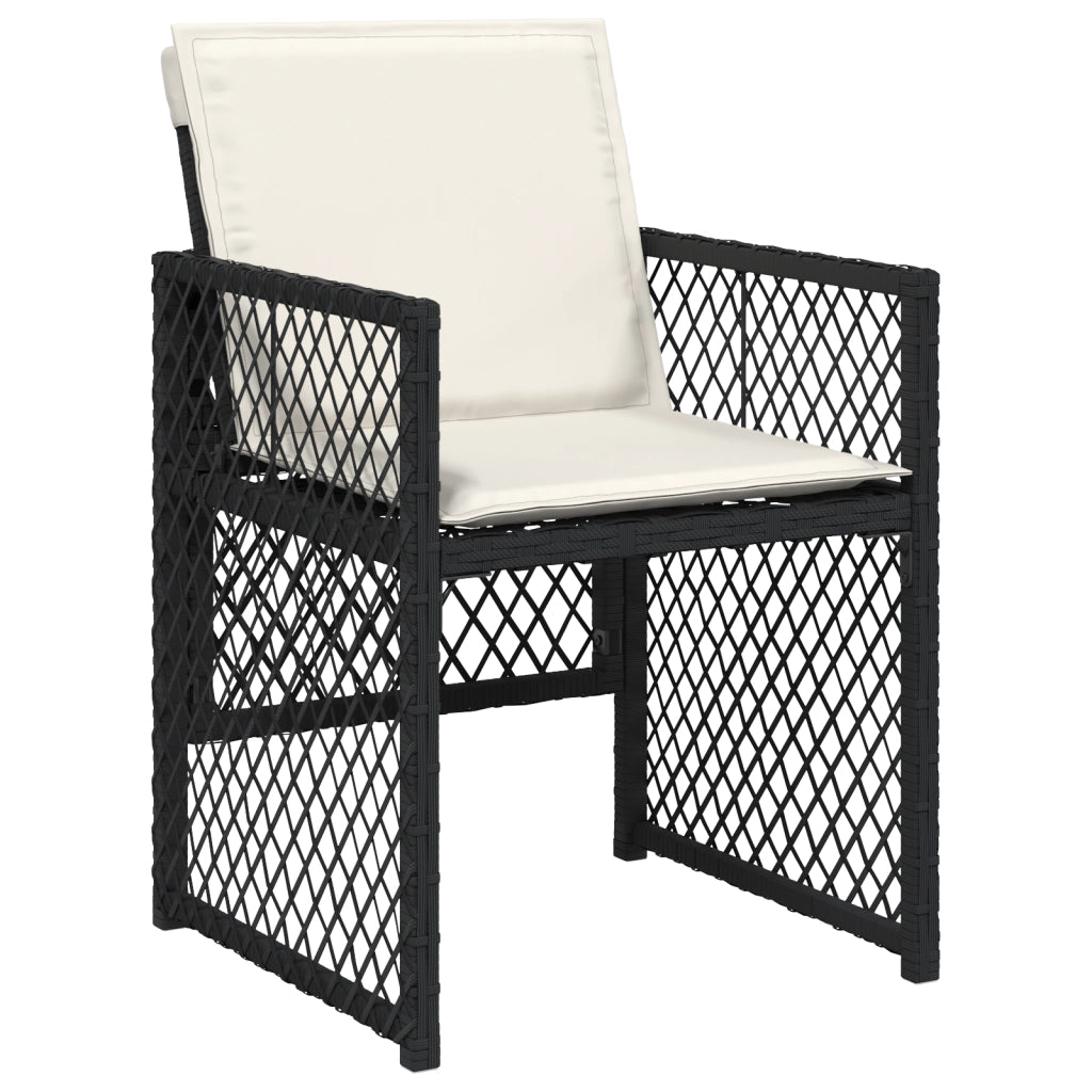 Set da pranzo da giardino 9 pezzi con cuscini Rattan nero poli