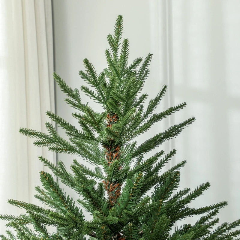 Albero di Natale alto 183 cm, dall'aspetto realistico, facile da montare, con supporto incluso, in plastica ignifuga.