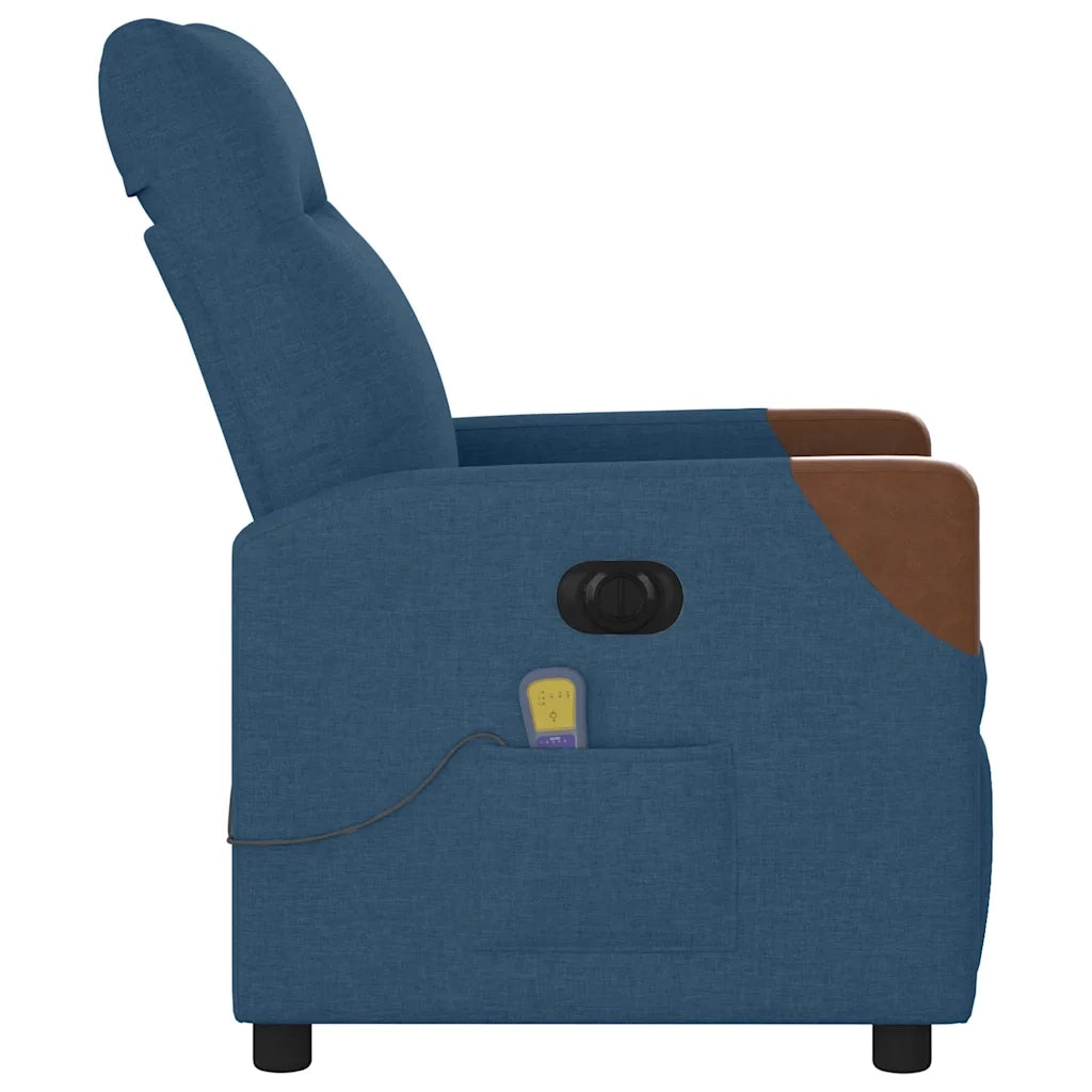 Poltrona Massaggiante | Sedia Relax Reclinabile Elettrica Blu in Tessuto